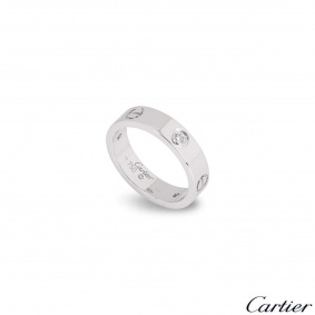 Cartier White Gold Half Diamond Love Ring Size 55 B4032500 Cartier White Gold Half Diamond Love Ring Size 55 B4032500